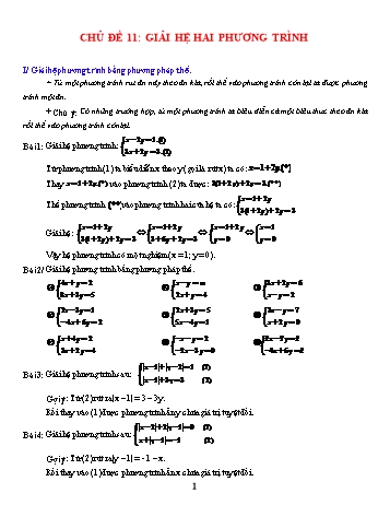 Các dạng bài tập Đại số ôn thi vào Lớp 10 - Chủ đề 11: Giải hệ hai phương trình