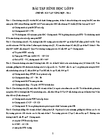 Chuyên đề bài tập Hình học 9 - Chủ đề 15.3: Bài tập tổng hợp