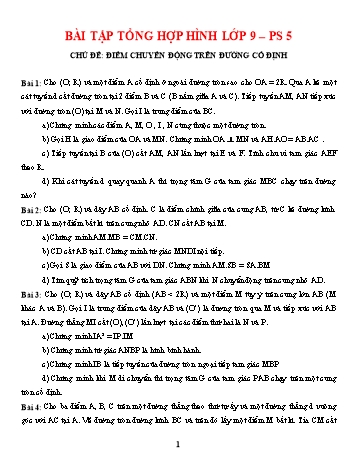 Chuyên đề bài tập Hình học 9 - Chủ đề 15.5: Điểm chuyển động trên đường cố định