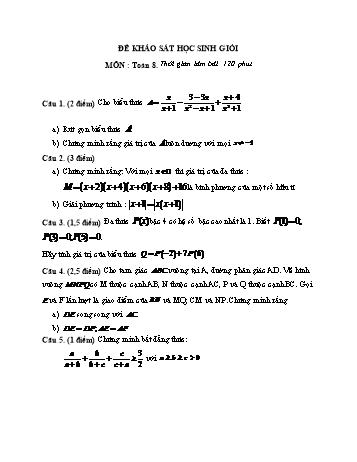 Đề khảo sát học sinh giỏi môn Toán Lớp 8 (Có đáp án)