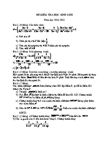 Đề kiểm tra học sinh giỏi môn Toán Lớp 8 - Năm học 2011-2012 (Có đáp án)