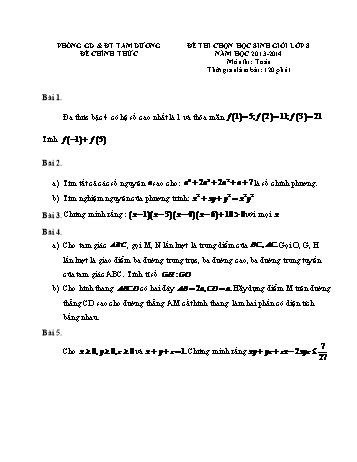 Đề thi chọn học sinh giỏi môn Toán Lớp 8 - Năm học 2013-2014 - Phòng GD&ĐT Tam Dương (Có đáp án)