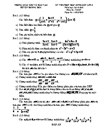 Đề thi chọn học sinh giỏi môn Toán Lớp 8 - Năm học 2014-2015 - Phòng GD&ĐT Hoằng Hóa (Có đáp án)