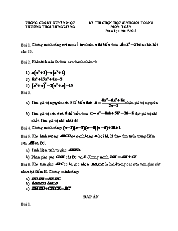 Đề thi chọn học sinh giỏi môn Toán Lớp 8 - Năm học 2017-2018 - Trường THCS Bưng Riêng (Có đáp án)