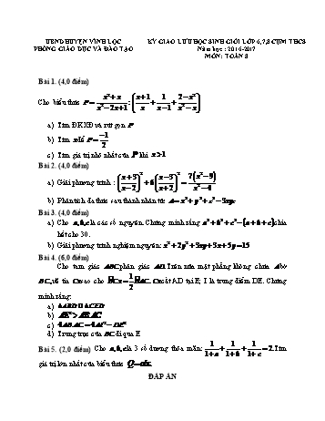 Đề thi giao lưu học sinh giỏi môn Toán Lớp 8 - Năm học 2016-2017 - Phòng GD&ĐT huyện Vĩnh Lộc (Có đáp án)