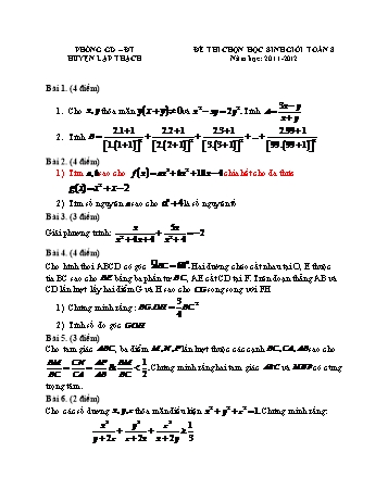 Đề thi học sinh giỏi môn Toán Lớp 8 - Năm học 2011-2012 - Phòng GD&ĐT Lập Thạch (Có đáp án)