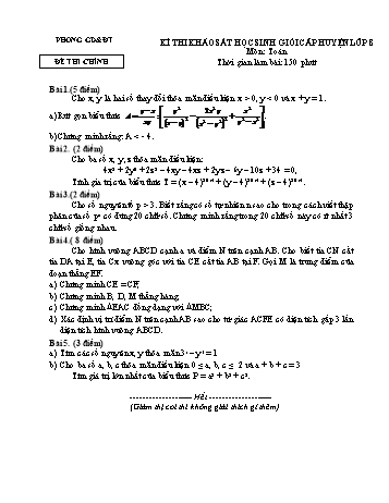 Đề thi khảo sát học sinh giỏi cấp huyện môn Toán Lớp 8 (Có đáp án và thang điểm)