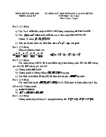 Đề thi khảo sát học sinh giỏi cấp huyện môn Toán Lớp 8 - Năm học 2012-2013 - Phòng GD&ĐT Quế Sơn (Có đáp án)