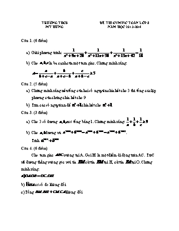 Đề thi olympic môn Toán Lớp 8 - Năm học 2013-2014 - Trường THCS Mỹ Hưng (Có đáp án)