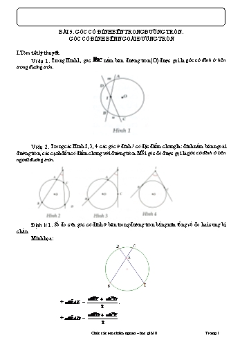 Tài liệu dạy thêm Hình học 9 - Chương 3 - Bài 5: Góc có đỉnh bên trong đường tròn. Góc có đỉnh bên ngoài đường tròn