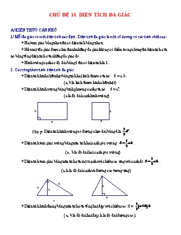 Chuyên đề bài tập Hình học Lớp 8 - Chuyên đề 10: Diện tích đa giác
