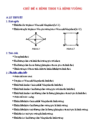 Chuyên đề bài tập Hình học Lớp 8 - Chuyên đề 6: Hình thoi - Hình vuông