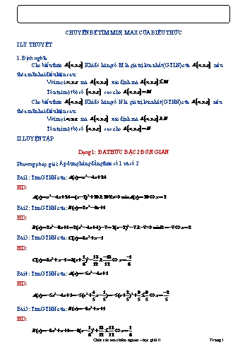 Chuyên đề bồi dưỡng học sinh giỏi Toán Lớp 8 - Chuyên đề 4: Tìm min, max của biểu thức