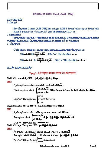 Chuyên đề bồi dưỡng học sinh giỏi Toán Lớp 8 - Chuyên đề 6: Bất đẳng thức Cauchy (AM - GM)