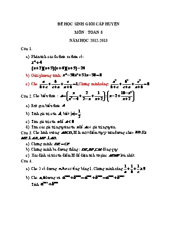 Đề thi học sinh giỏi cấp huyện môn Toán Lớp 8 - Năm học 2012-2013 (Có đáp án)