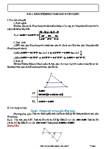 Tài liệu dạy thêm Hình học Lớp 8 - Chương III - Bài 4: Khái niệm hai tam giác đồng dạng