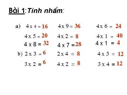Bài giảng Toán Lớp 3 - Bảng nhân 4 - Trường Tiểu học Minh Khai A
