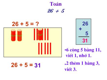 Bài giảng Toán Lớp 2 - 26+5 - Trường Tiểu học Cổ Nhuế B