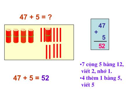 Bài giảng Toán Lớp 2 - 47+5 - Trường Tiểu học Cổ Nhuế B