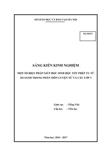 SKKN Một số biện pháp giúp học sinh học tốt phép tu từ so sánh trong phân môn Luyện từ và câu Lớp 3