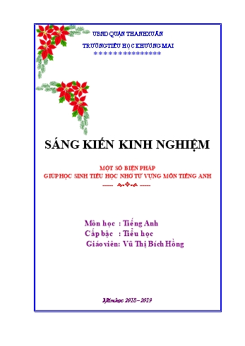 SKKN Một số biện pháp giúp học sinh Tiểu học nhớ từ vựng môn Tiếng Anh - Vũ Thị Bích Hồng