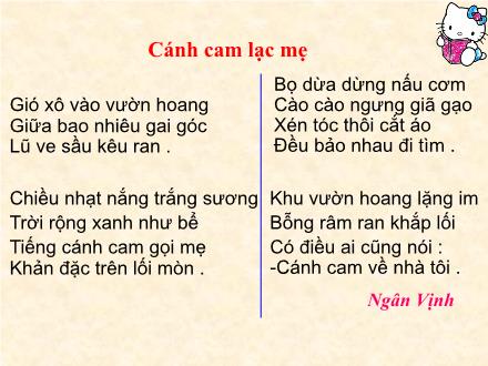 Bài giảng Chính tả Lớp 2 - Cánh cam lạc mẹ - Trường Tiểu học Xuân Đỉnh