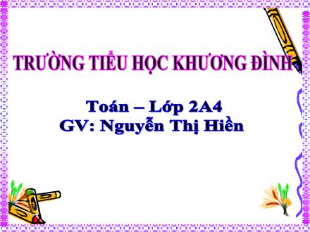 Bài giảng Toán Lớp 2 - Số bị chia. Số chia. Thương - Nguyễn Thị Hiền