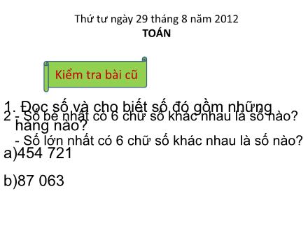 Bài giảng Toán Lớp 4 - Hàng và lớp - Trường Tiểu học Kim Giang