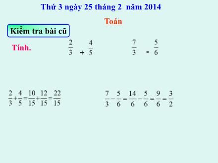 Bài giảng Toán Lớp 4 - Phép nhân phân số - Trường Tiểu học Kim Giang