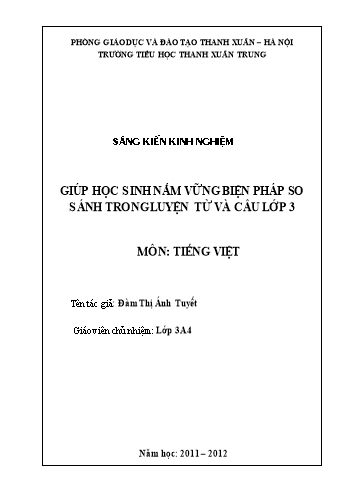 SKKN Giúp học sinh nắm vững biện pháp so sánh trong Luyện từ và câu Lớp 3 - Đàm Thị Ánh Tuyết