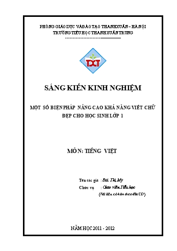 SKKN Một số biện pháp nâng cao khả năng viết chữ đẹp cho học sinh Lớp 1 - Bùi Thị Mỳ