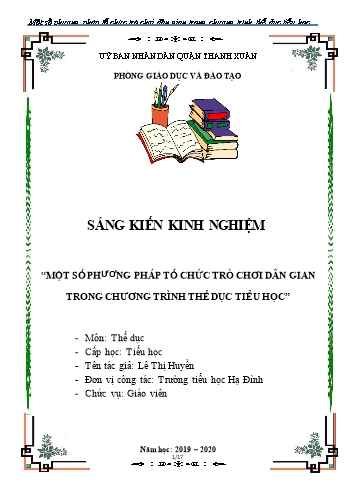 SKKN Một số phương pháp tổ chức trò chơi dân gian trong chương trình thể dục Tiểu học - Lê Thị Huyền