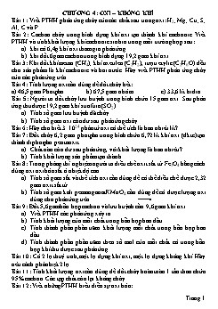 Bài tập Hóa học Lớp 8 - Chương 4: Oxi – không khí