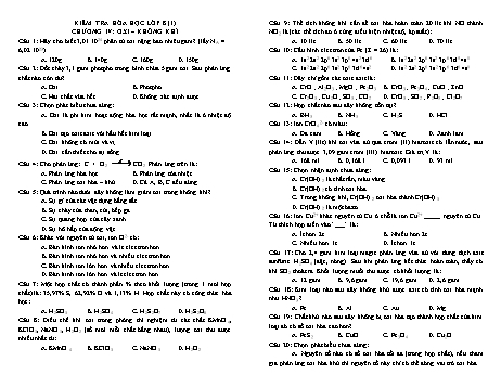 Đề kiểm tra trắc nghiệm môn Hóa học Lớp 8 - Chương IV: Oxi – không khí