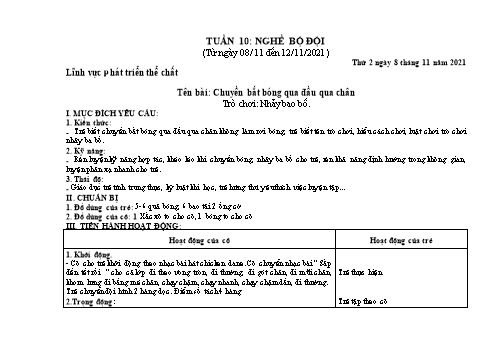 Giáo án Mầm non Lớp Chồi - Tuần 10: Nghề bộ đội - Năm học 2021-2022 - Trường Mầm non Phan Thiết