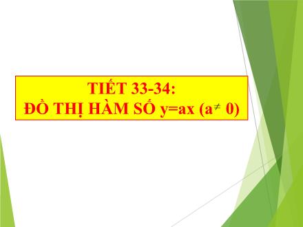 Bài giảng Đại số Lớp 7 - Tiết 33-34: đồ thị hàm số y = ax (a ≠ 0)