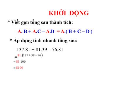Bài giảng Đại số Lớp 8 - Tuần 5, Tiết 9: Phân tích đa thức thành nhân tử bằng phương pháp đặt nhân tử chung