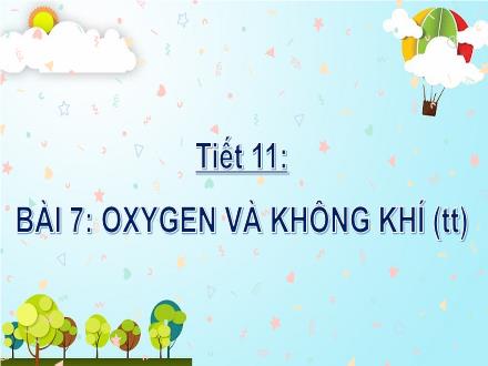 Bài giảng Hóa học Lớp 6 - Tiết 11, Bài 7: Oxygen và không khí (Tiếp theo)