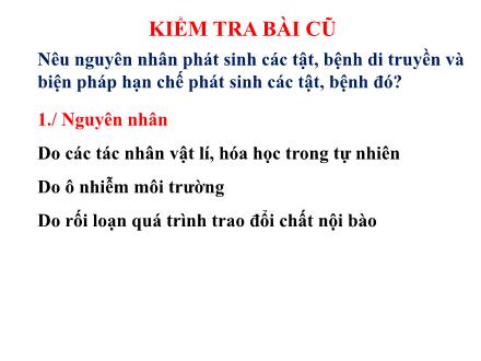 Bài giảng Sinh học Lớp 9 - Tiết 26: Di truyền học với con người