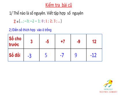 Bài giảng Số học Lớp 6 - Tiết 37+38: Phép cộng các số nguyên