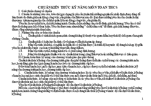 Chuẩn kiến thức kỹ năng môn Toán THCS