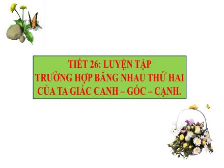 Giáo án Hình học Lớp 7 - Tuần 23, Tiết 26: Luyện tập trường hợp bằng nhau thứ hai của tam giác canh – góc – cạnh
