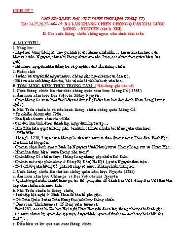 Giáo án Lịch sử Lớp 7 - Tuần 12, 13