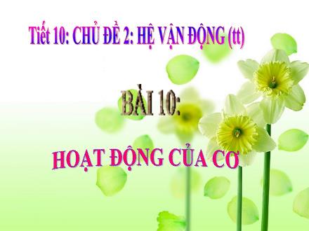 Giáo án Sinh học Lớp 8 - Chủ đề 2: Hệ vận động (Tiếp theo) - Tiết 10, Bài 10: Hoạt động của cơ