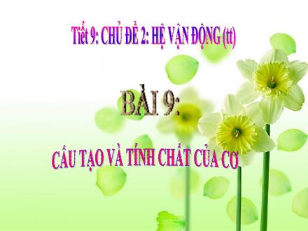 Giáo án Sinh học Lớp 8 - Chủ đề 2: Hệ vận động (Tiếp theo) - Tiết 9, Bài 9: Cấu tạo và tính chất của cơ