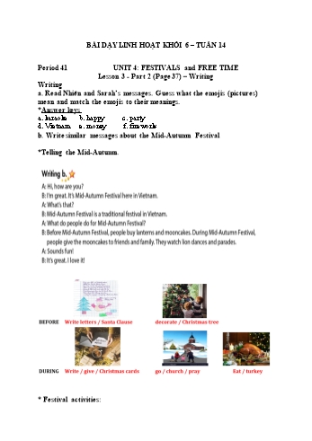 Giáo án Tiếng Anh Lớp 6 - Tuần 14