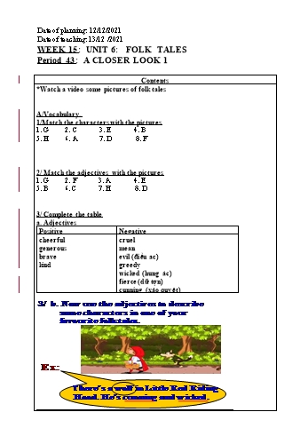 Giáo án Tiếng Anh Lớp 8 - Tuần 15
