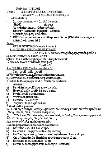 Giáo án Tiếng Anh Lớp 9 - Tuần 9 - Năm học 2021-2022