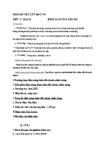 Giáo án Vật lý Lớp 9 - Tuần 9