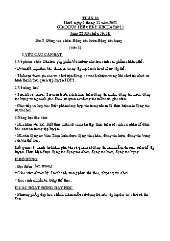 Kế hoạch bài dạy Giáo dục thể chất Tiểu học - Tuần 10 - Năm học 2023-2024